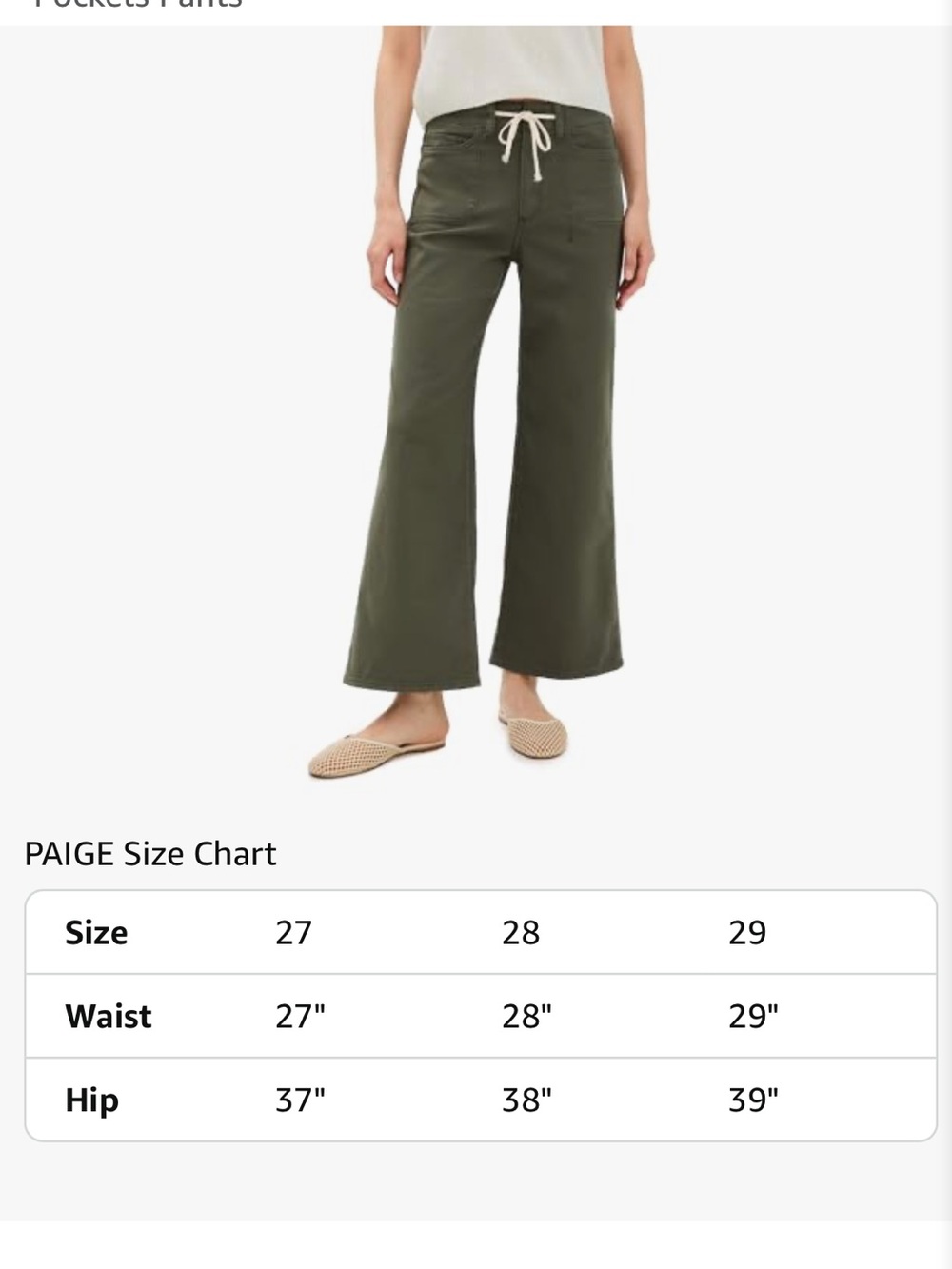 PAIGE Vintage Forester Green Ari Waistband Tie and Stitch Utility Pockets Pant - Picture 7 of 14